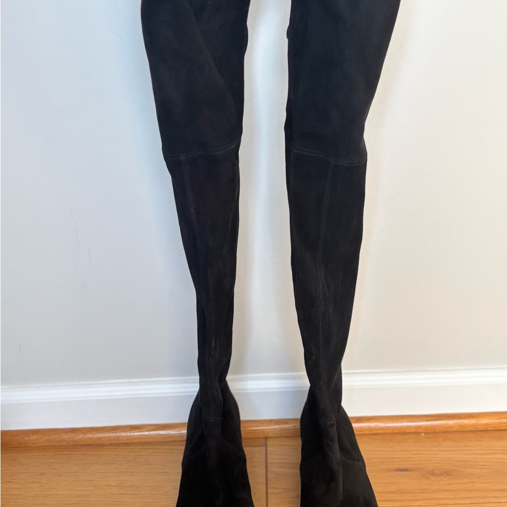 STUART WEITZMAN Women's Lowland Stretch Over The Knee Boots in Black - Picture 5 of 8